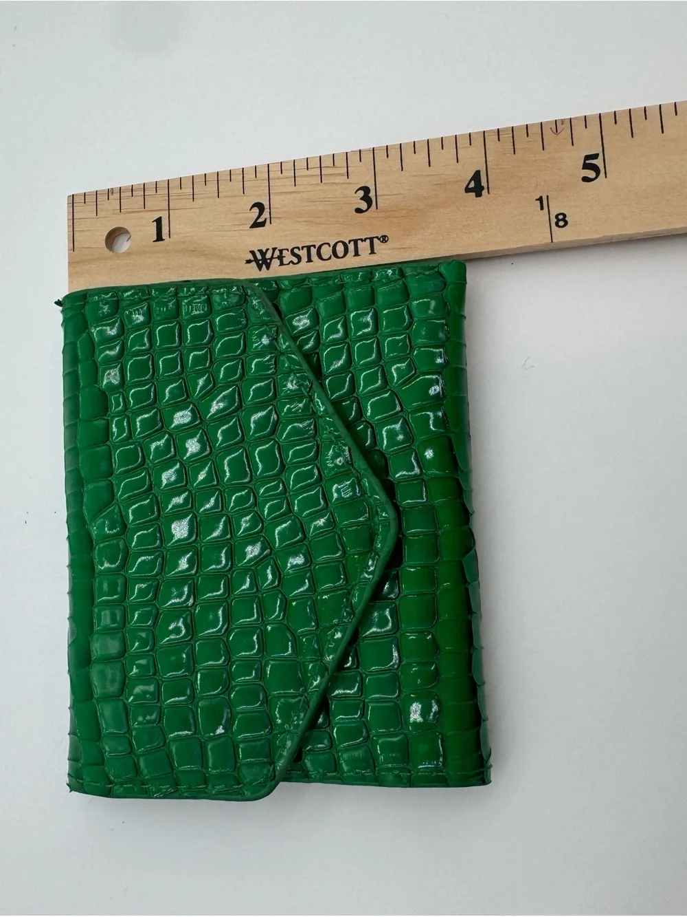 Anthropologie Green Croc-Embossed Envelope wallet